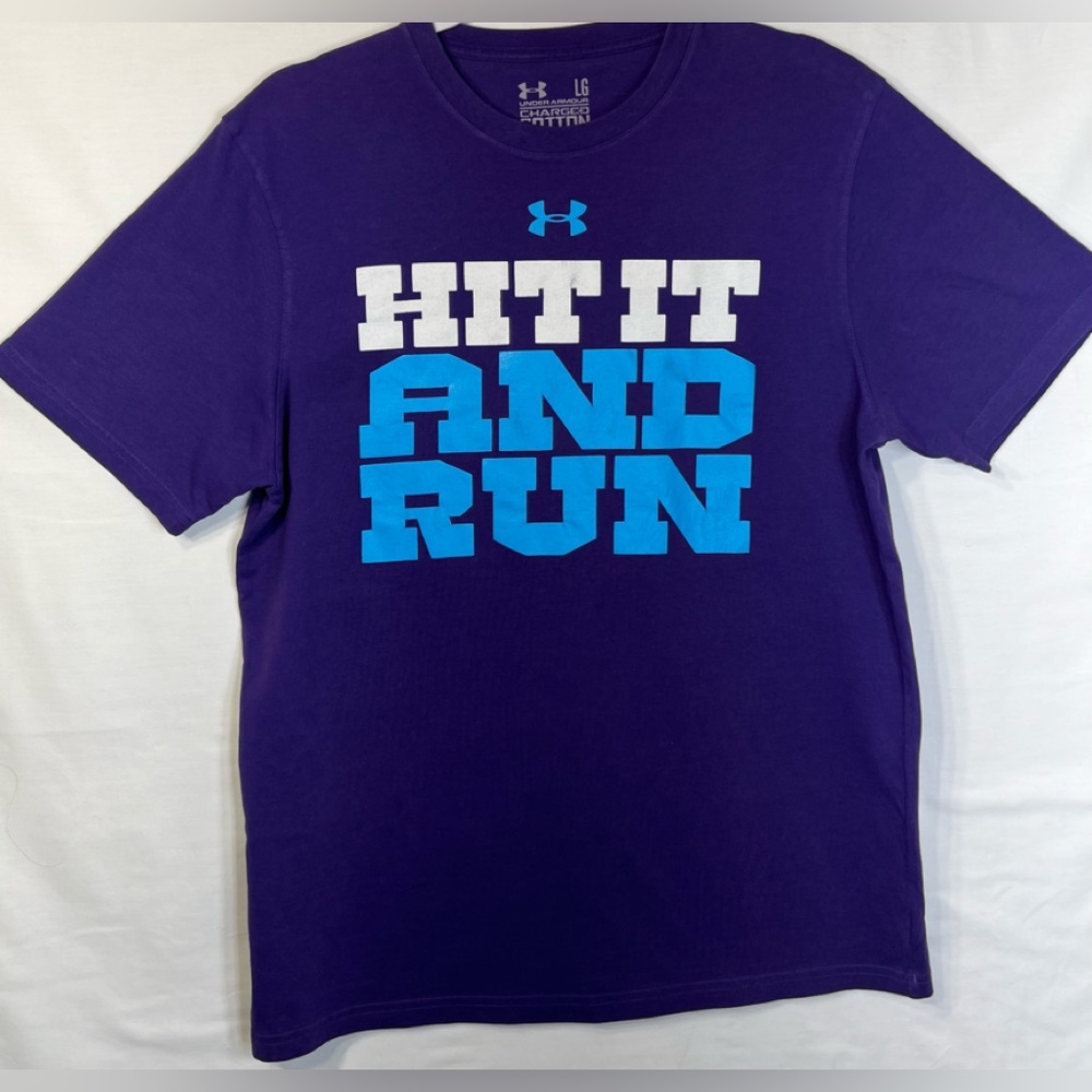 Men's Large Purple Under Armour ''Hit It and Run'' Short Sleeve T-Shirt